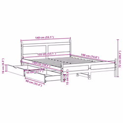 vidaXL Bed Frame without Mattress White 135x190 cm Double Solid Wood Pine