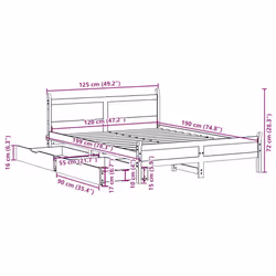 vidaXL Bed Frame without Mattress 120x190 cm Small Double Solid Wood Pine