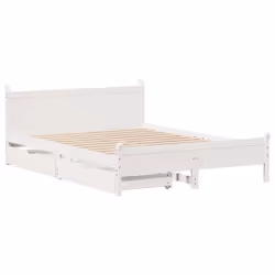 vidaXL Bed Frame without Mattress Bed Base White Small Double Solid Wood Pine - Additional view 2