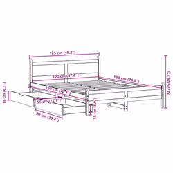 vidaXL Bed Frame without Mattress Bed Base White Small Double Solid Wood Pine - Additional view 3