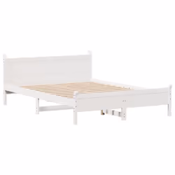 vidaXL Bed Frame without Mattress Bed Base White Small Double Solid Wood Pine - Additional view 4