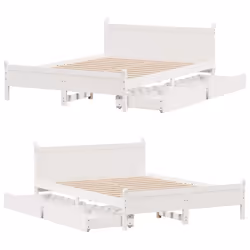 vidaXL Bed Frame without Mattress Bed Base White Small Double Solid Wood Pine - Additional view 8