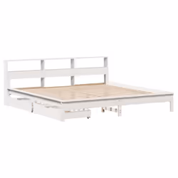 vidaXL Bookcase Bed without Mattress Bed Solid Wood Pine - white, 200 x 200 cm - Additional view 2