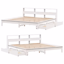 vidaXL Bookcase Bed without Mattress Bed Solid Wood Pine - white, 200 x 200 cm - Additional view 8