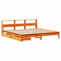 vidaXL Bookcase Bed without Mattress Bed Solid Wood Pine - wax brown, 180 x 200 cm - Additional view 2