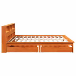 vidaXL Bookcase Bed without Mattress Bed Solid Wood Pine - wax brown, 180 x 200 cm - Additional view 4