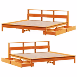 vidaXL Bookcase Bed without Mattress Bed Solid Wood Pine - wax brown, 180 x 200 cm - Additional view 8