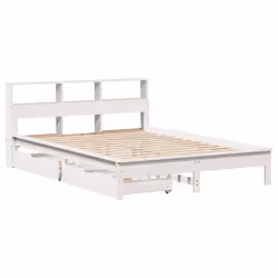 vidaXL Bookcase Bed without Mattress Bed Solid Wood Pine - white, 160 x 200 cm