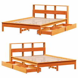 vidaXL Bookcase Bed without Mattress Bed Solid Wood Pine - wax brown, 160 x 200 cm - Additional view 8