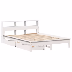 vidaXL Bookcase Bed without Mattress Bed Solid Wood Pine - white, 150 x 200 cm