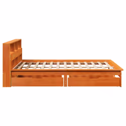 vidaXL Bookcase Bed without Mattress Bed Solid Wood Pine - wax brown, 150 x 200 cm - Additional view 4