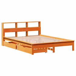 vidaXL Bookcase Bed without Mattress Bed Solid Wood Pine - wax brown, 140 x 200 cm - Additional view 2