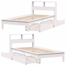 vidaXL Bookcase Bed without Mattress Bed Solid Wood Pine - white, 100 x 200 cm - Additional view 8
