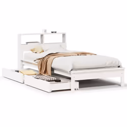 vidaXL Bookcase Bed without Mattress Bed Solid Wood Pine - white, 90 x 200 cm