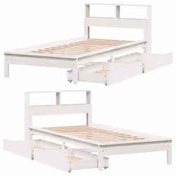 vidaXL Bookcase Bed without Mattress Bed Solid Wood Pine - white, 90 x 200 cm - Additional view 8