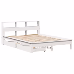 vidaXL Bookcase Bed without Mattress Bed Solid Wood Pine - white, 140 x 190 cm