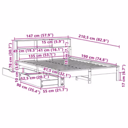 vidaXL Bookcase Bed without Mattress Bed Solid Wood Pine - white, 135 x 190 cm - Additional view 3