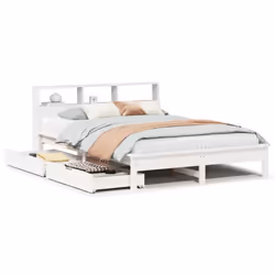 vidaXL Bookcase Bed without Mattress Bed Solid Wood Pine - white, 120 x 190 cm