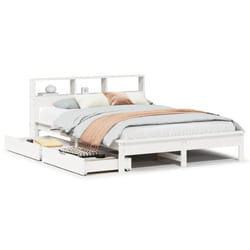 vidaXL Bookcase Bed without Mattress Bed Solid Wood Pine - white, 120 x 190 cm