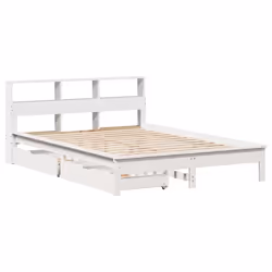 vidaXL Bookcase Bed without Mattress Bed Solid Wood Pine - white, 120 x 190 cm
