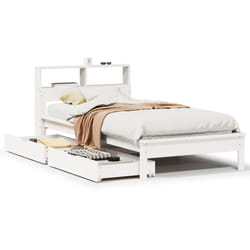 vidaXL Bookcase Bed without Mattress Bed Solid Wood Pine - white, 90 x 190 cm