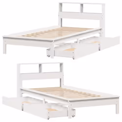 vidaXL Bookcase Bed without Mattress Bed Solid Wood Pine - white, 90 x 190 cm - Additional view 8
