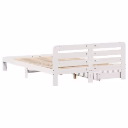 vidaXL Bed Frame without Mattress Bed Base White 140x200 cm Solid Wood Pine - Additional view 7