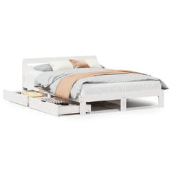 vidaXL Bed Frame without Mattress White 150x200 cm King Size Solid Wood Pine