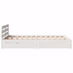 vidaXL Bed Frame without Mattress White 150x200 cm King Size Solid Wood Pine - Additional view 6