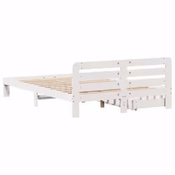 vidaXL Bed Frame without Mattress Bed Base White 160x200 cm Solid Wood Pine - Additional view 7