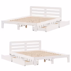 vidaXL Bed Frame without Mattress Bed Base White 160x200 cm Solid Wood Pine - Additional view 8