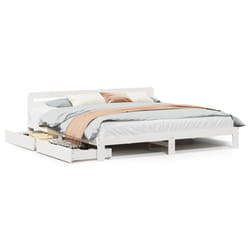 vidaXL Bed Frame without Mattress White 180x200 cm Super King Solid Wood Pine
