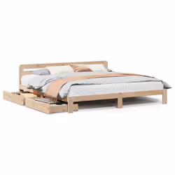 vidaXL Bed Frame without Mattress Home Bed Base 200x200 cm Solid Wood Pine