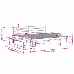 vidaXL Bed Frame without Mattress Home Bed Base 200x200 cm Solid Wood Pine