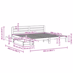 vidaXL Bed Frame without Mattress Bed Base White 200x200 cm Solid Wood Pine - Additional view 10