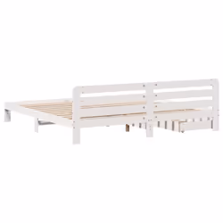 vidaXL Bed Frame without Mattress Bed Base White 200x200 cm Solid Wood Pine - Additional view 7