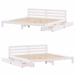 vidaXL Bed Frame without Mattress Bed Base White 200x200 cm Solid Wood Pine - Additional view 8