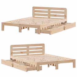 vidaXL Bed Frame without Mattress Bed Base 135x190 cm Double Solid Wood Pine - Additional view 8