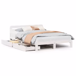 vidaXL Bed Frame without Mattress White 135x190 cm Double Solid Wood Pine