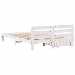 vidaXL Bed Frame without Mattress White 135x190 cm Double Solid Wood Pine - Additional view 7