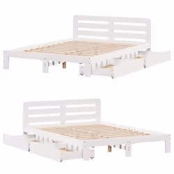 vidaXL Bed Frame without Mattress White 135x190 cm Double Solid Wood Pine - Additional view 8