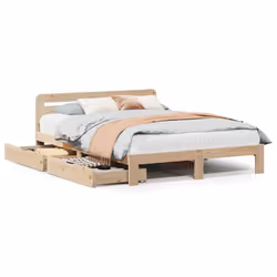 vidaXL Bed Frame without Mattress Home Bed Base 140x190 cm Solid Wood Pine