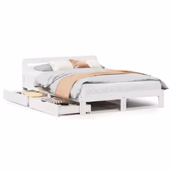 vidaXL Bed Frame without Mattress Bed Base White 140x190 cm Solid Wood Pine