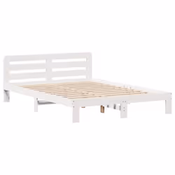 vidaXL Bed Frame without Mattress Bed Base White 140x190 cm Solid Wood Pine - Additional view 4