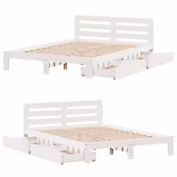 vidaXL Bed Frame without Mattress Bed Base White 140x190 cm Solid Wood Pine - Additional view 8