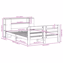 vidaXL Bed Frame without Mattress Bed Base Bedstead White Solid Wood Pine - 120 x 200 cm