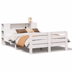 vidaXL Bed Frame without Mattress Bed Base Bedstead White Solid Wood Pine - 140 x 200 cm