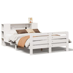 vidaXL Bed Frame without Mattress Bed Base Bedstead White Solid Wood Pine - 140 x 200 cm