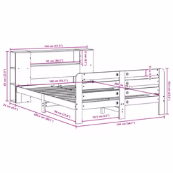 vidaXL Bed Frame without Mattress Bed Base Bedstead White Solid Wood Pine - 140 x 200 cm