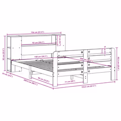 vidaXL Bed Frame without Mattress Bed 150x200 cm King Size Solid Wood Pine